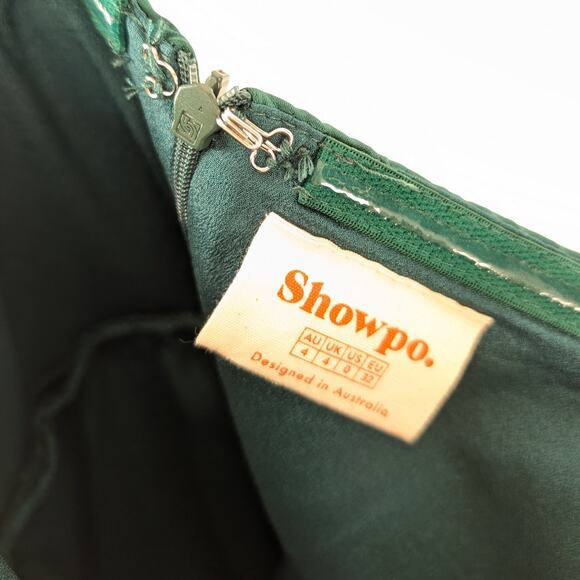 Showpo Queen Of The Show Strapless Maxi Fitted Dress in Emerald Satin, size 0 - Picture 5 of 10